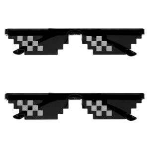 WLLHYF 2 Pack Thug Life Sunglasses Mosaic Pixel Glasses Party Dress Up Shades Funny Unisex Photo Props for Women Men Kid