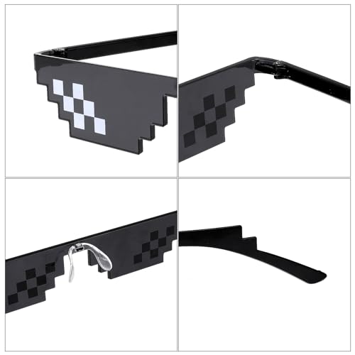 WLLHYF 2 Pack Thug Life Sunglasses Mosaic Pixel Glasses Party Dress Up Shades Funny Unisex Photo Props for Women Men Kid