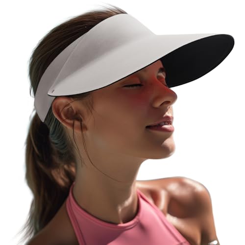 Women Wide Brimmed Non-Trace Ponytail Sunscreen Visor, Foldable Beach Sun Hat with UV Protection for Women Young Girls Light Gray