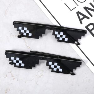 WLLHYF 2 Pack Thug Life Sunglasses Mosaic Pixel Glasses Party Dress Up Shades Funny Unisex Photo Props for Women Men Kid