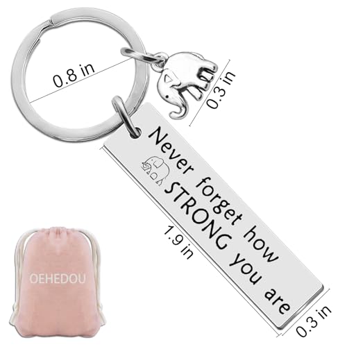 OEHEDOU Elephant Gifts For Women Strong Women Gifts Small Gifts For Women Elephant Keychain Best Inspirational Gifts For Women Uplifting Gift For Friend Family Animal Lovers You Are Strong Gifts