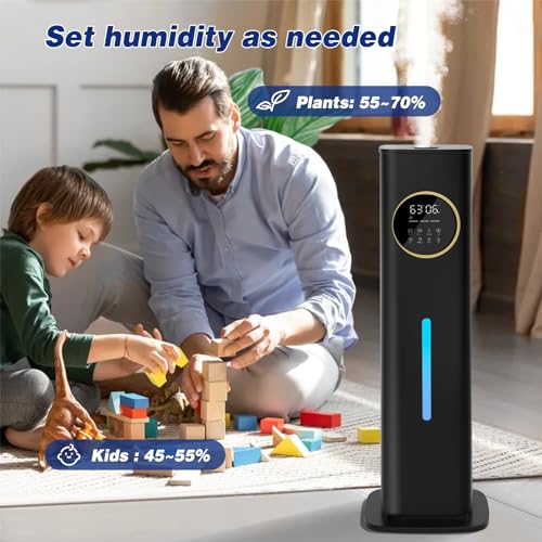 LACIDOLL Humidifiers for Bedroom, 2.1Gal/8L Humidifiers for Home, Humidifier large room with Essential Oil Diffuser, Top Fill Whole House Cool Mist Humidifiers for Plants Baby Kids Adults(Black)