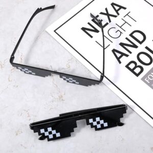 WLLHYF 2 Pack Thug Life Sunglasses Mosaic Pixel Glasses Party Dress Up Shades Funny Unisex Photo Props for Women Men Kid