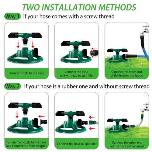 FCZMO Sprinklers for Yard, 360Rotating Lawn Sprinkler, Sprinklers for Yard Large Area, Lawn Sprinklers, Powerful and Even Watering for