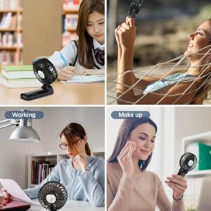 Portable Fan Handheld Fan, Mini Hand Held Fan, 6-15H Cooling Small Personal Fan, 180° Foldable Mini Desk Fan with 4 Quiet Speed, Neck Fan w/Lanyard for Kids Women Men Travel Outdoor Office, Black