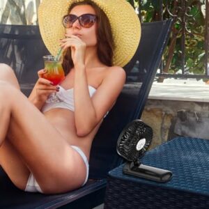 Portable Fan Handheld Fan, Mini Hand Held Fan, 6-15H Cooling Small Personal Fan, 180° Foldable Mini Desk Fan with 4 Quiet Speed, Neck Fan w/Lanyard for Kids Women Men Travel Outdoor Office, Black