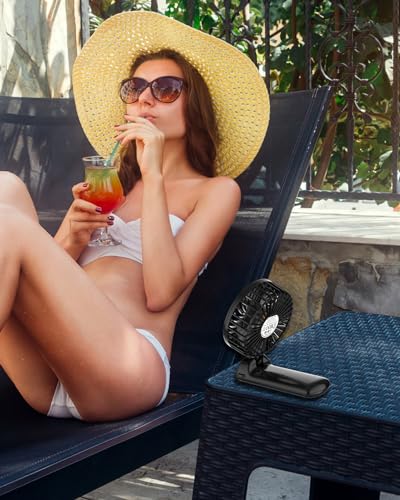 Portable Fan Handheld Fan, Mini Hand Held Fan, 6-15H Cooling Small Personal Fan, 180° Foldable Mini Desk Fan with 4 Quiet Speed, Neck Fan w/Lanyard for Kids Women Men Travel Outdoor Office, Black