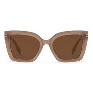 SOJOS Retro Oversized Polarized Cat Eye Sunglasses Womens Vintage Shades Trendy Stylish Sunnies SJ2291 with Brown/Brown Lens