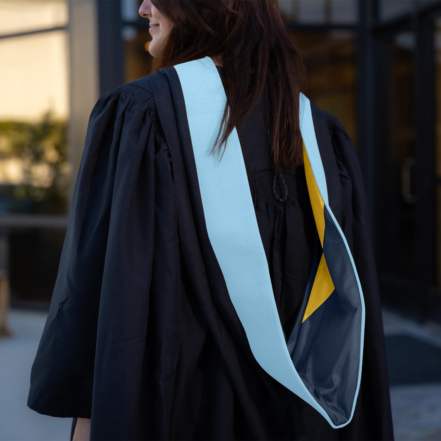 Endea Graduation Masters Hood for Education, Counseling & Guidance, Arts in Education College Degrees - Unisex (Light Blue/Navy Blue/Gold)