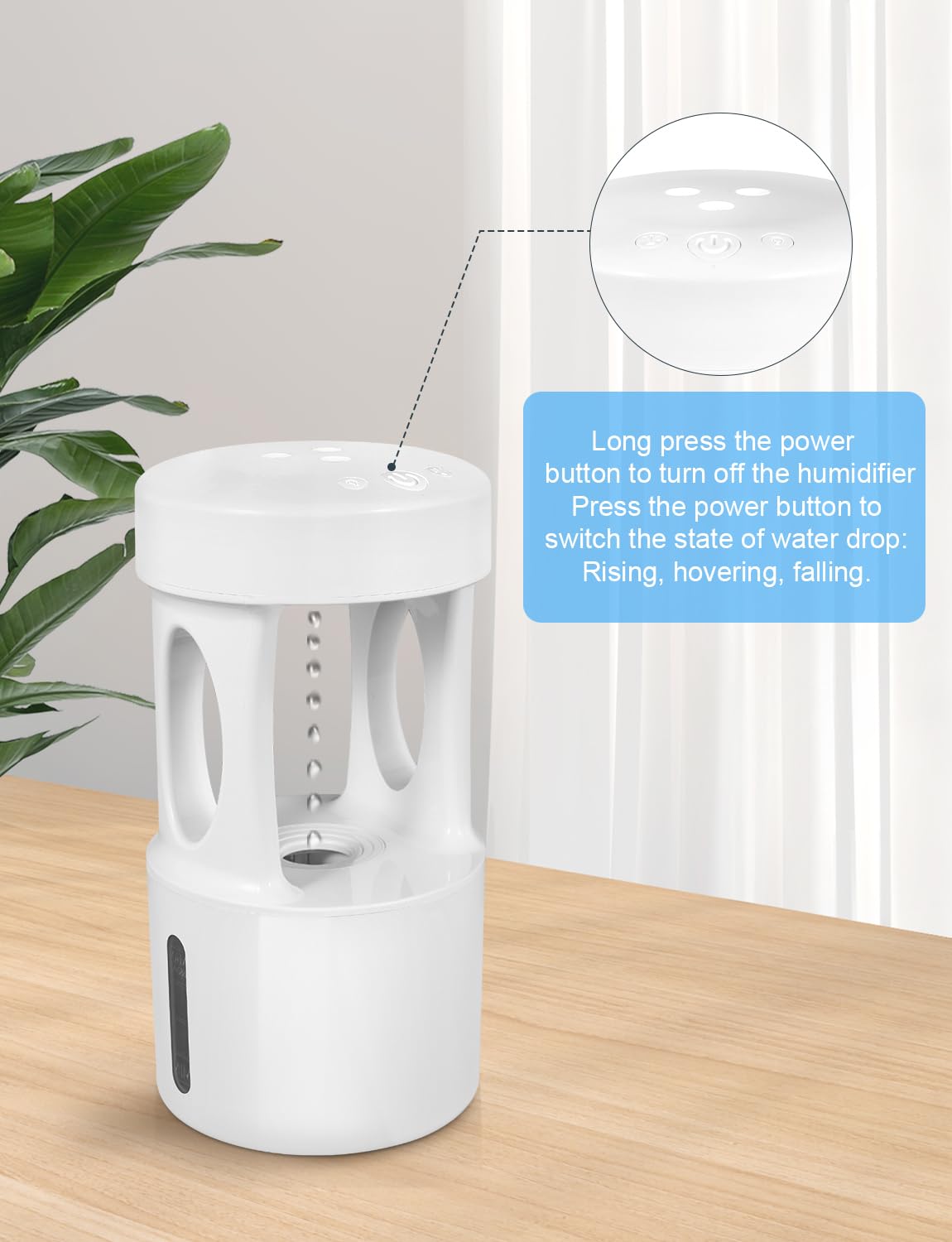 RooXchowla Anti Gravity Humidifier,Water Drop Humidifier ，Drip Drop Humidifier with Night Light,Rain Cloud Humidifierhigh-capacity Silent humidifier for Bedroom/Baby Nursery/Bathroom//Living Room.