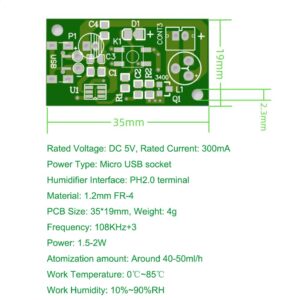 SazkJere 4Pcs USB Humidifieration Atomization Disc Mirco Interface Atomization Drive Circuit Board DC 5V for DIY Home