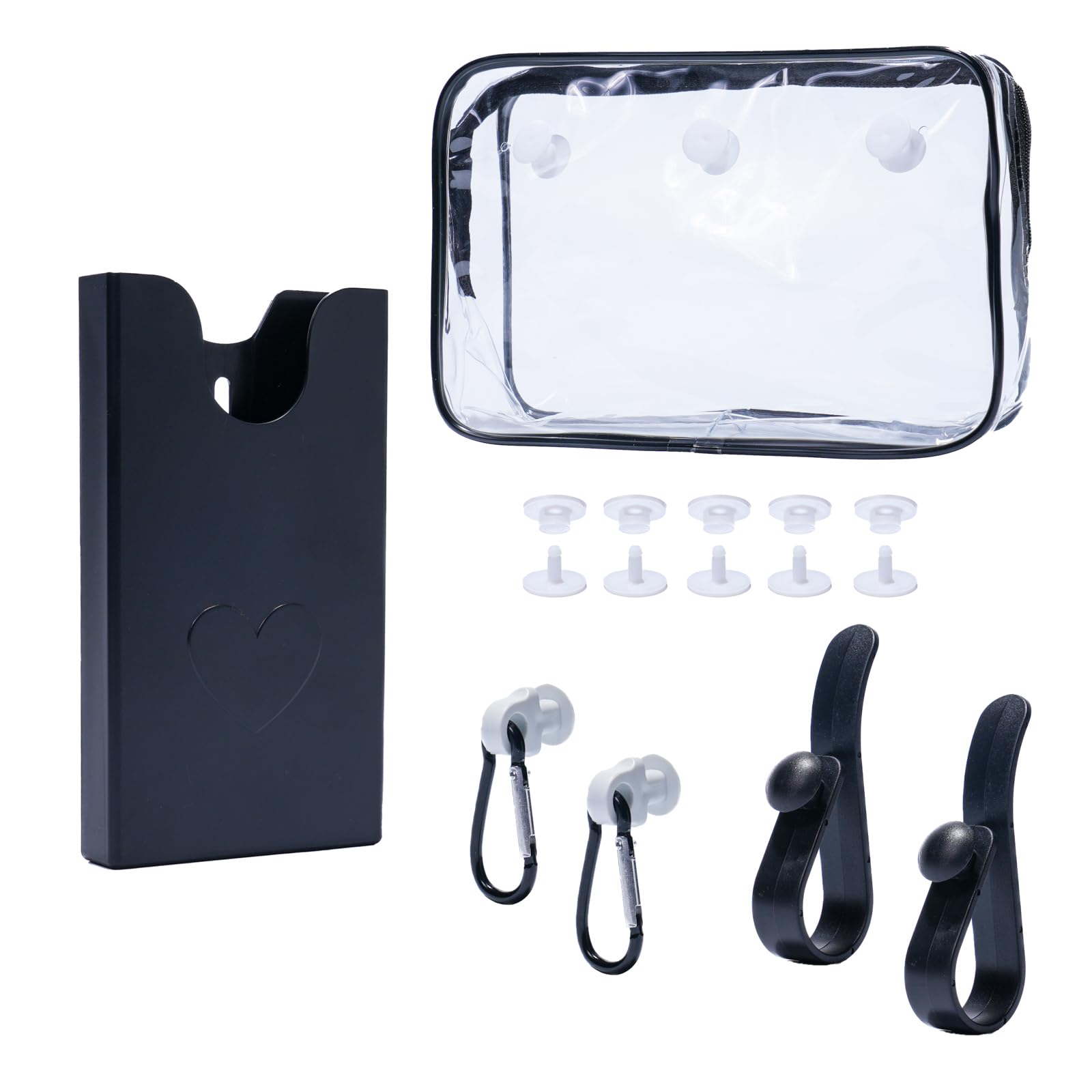 Generic 6 Pack Accessories Set Compatible for Bogg Bag, Phone Holder, Clear Inserts Pouch, Hooks & Key Chain, Organize Valuables Accessories for Bogg Bags, Black