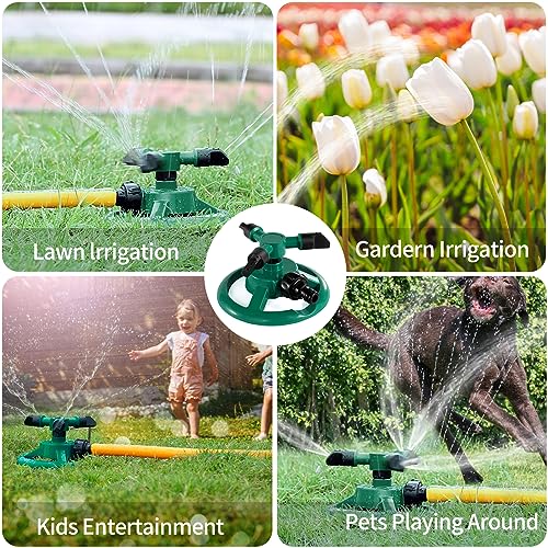 FCZMO Sprinklers for Yard, 360Rotating Lawn Sprinkler, Sprinklers for Yard Large Area, Lawn Sprinklers, Powerful and Even Watering for