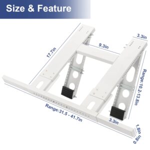 Window Air Conditioner Support Bracket, Universal Ac Window Bracket No Drilling and Tools Required, Heavy Duty Steel Holds Up to 220lbs, Fits Single Or Double Hung Windows, with Installation Manual