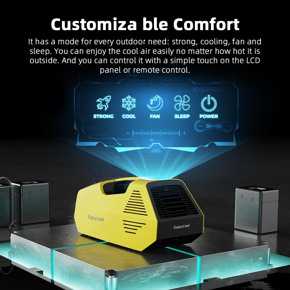 Portable Air Conditioner for Camping, EnjoyCool 2380BTU Camping Tent Air Conditioner, 240W Low Power Consumption AC Outdoor Air Conditioner, Portable AC for Camping Tent,RVs,and Travel