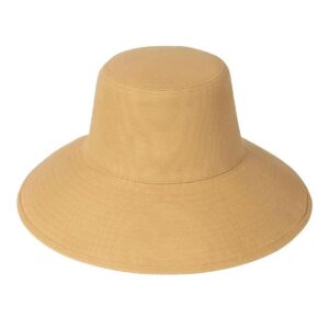 lack of color women's wide-brimmed cotton canvas holiday bucket hat (small-medium, latte canvas)