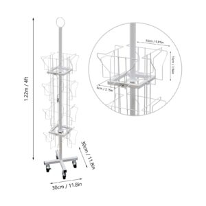 BINELUCOLU Greeting Card Display Stand, 4 Tier 16 Pocket Rotating Greeting Card Rack for 5x7inches Greeting Card Countertop Greeting Post Card for Retail Grocery (White)