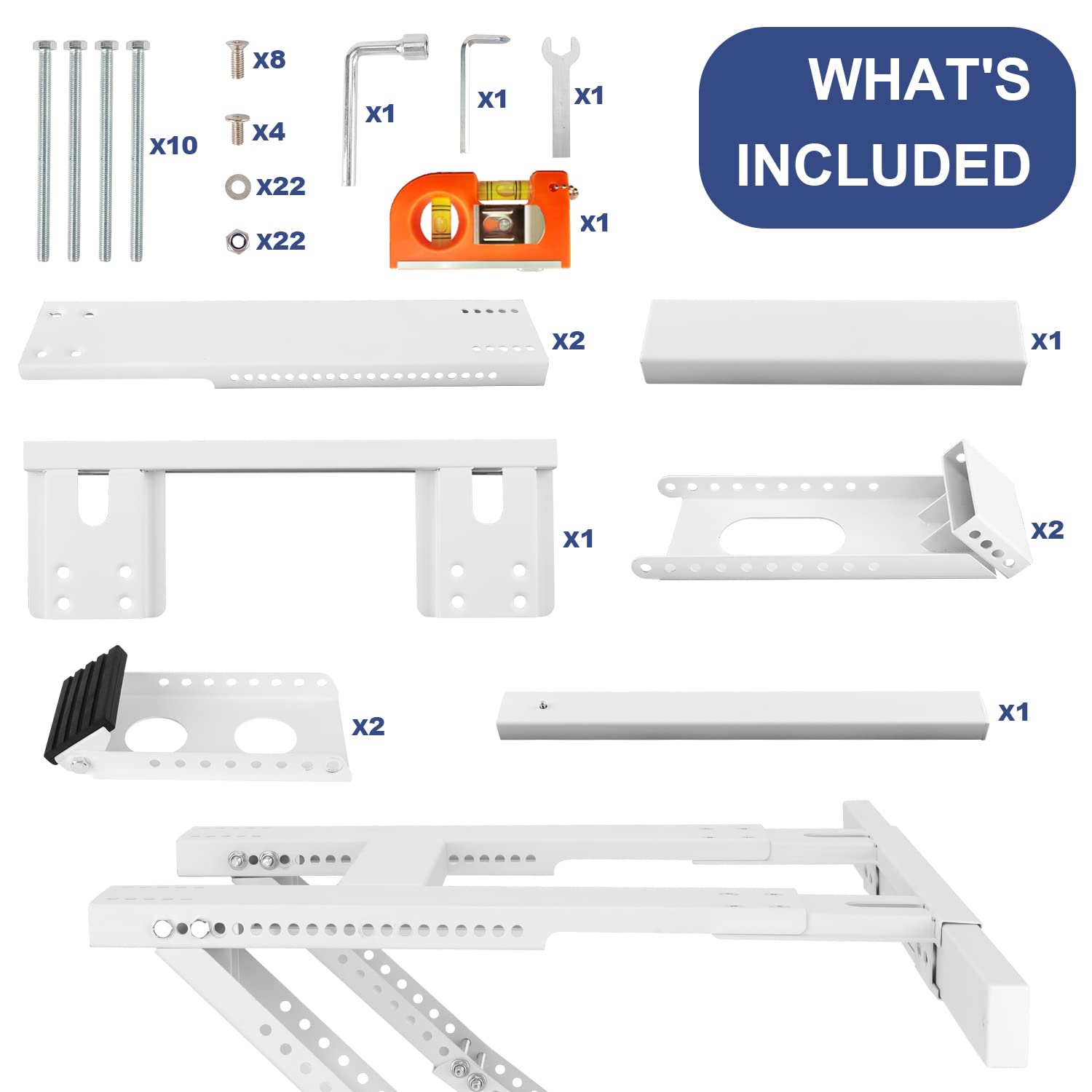 Window Air Conditioner Support Bracket, Universal Ac Window Bracket No Drilling and Tools Required, Heavy Duty Steel Holds Up to 220lbs, Fits Single Or Double Hung Windows, with Installation Manual