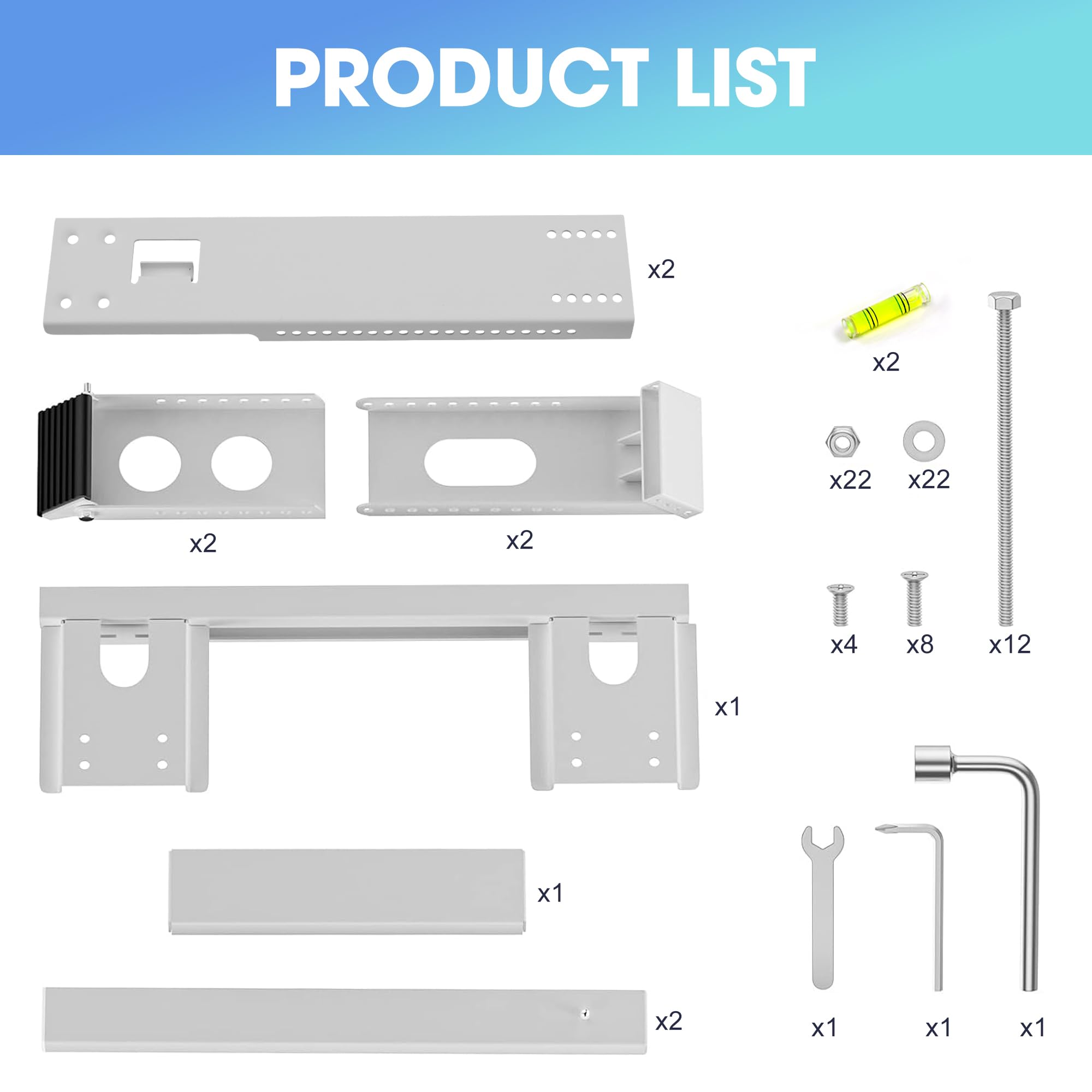 getlstub Air Conditioner Support Bracket, Adjustable Window AC Bracket, No Drilling, Heavy Steel Air Conditioner Stand Fit Most Single or Double-Hung Windows, Hold Up to 220lbs