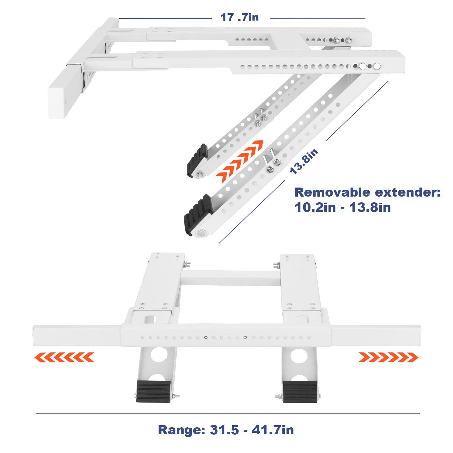 Window Air Conditioner Support Bracket, Universal Ac Window Bracket No Drilling and Tools Required, Heavy Duty Steel Holds Up to 220lbs, Fits Single Or Double Hung Windows, with Installation Manual