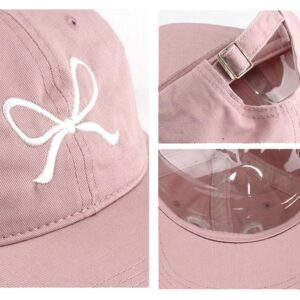 Bow-Tie Baseball Cap for Women Fashion Sun Hats for Women Trucker Hat Y2k Sun Cap Visor Cap Hiking Travel Trendy 2024 Beige/Pink