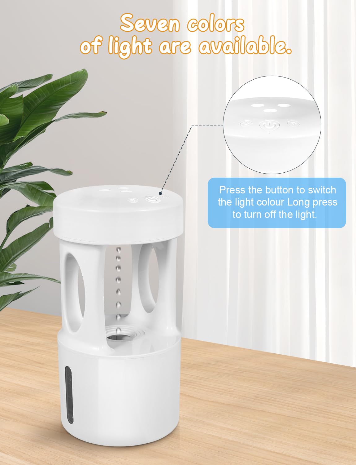 RooXchowla Anti Gravity Humidifier,Water Drop Humidifier ，Drip Drop Humidifier with Night Light,Rain Cloud Humidifierhigh-capacity Silent humidifier for Bedroom/Baby Nursery/Bathroom//Living Room.