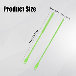 2pcs Silicone Straw Brushes, 6mm+8mm Extra Long Straw Cleaning Brush Reusable Bottle Straw Washing Tool with Hanging Ring Bendable Crevice Brush Pipe Cleaners for Smoothie Straw (Green)