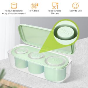 Aieve Ice Cube Tray for Stanley Cup, Aieve Ice Mold Silicone Ice Tray for 40oz 30oz Stanley Tumbler Stanley Cup Accessories with 4 pcs Straws (Green)