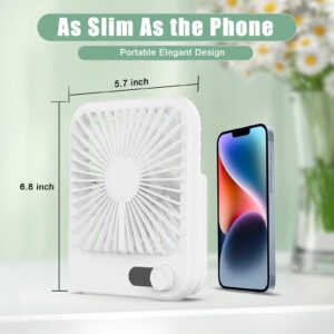 Travel Fan for Sleeping, Portable Fan for Travel Rechargeable with Digital Display, 100 Speed Wind Personal USB Fan with Variable Speed Knob, Small Desk Fan for Bedroom Travel Essentials, White