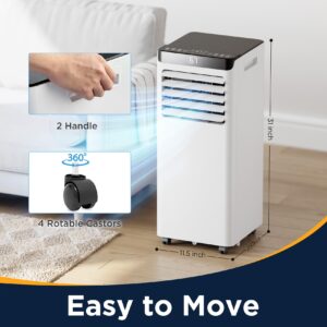 Pulemela 8,000 BTU Portable Air Conditioner for Room Up to 350 Sq.Ft,Portable AC Unit with 3 Modes,Remote Control with Installation Kit