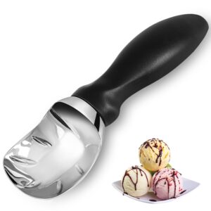 ewpjdk ice cream scoop with comfortable grip handle, heavy duty stainless steel, perfect shape scoops, ice cream scooper (black)