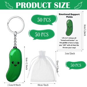 JaGely Inspirational Positive Cucumber Pickle Keychain Emotional Support Pickle Employee Appreciation Gift Bulk Cards Bags(50 Sets)