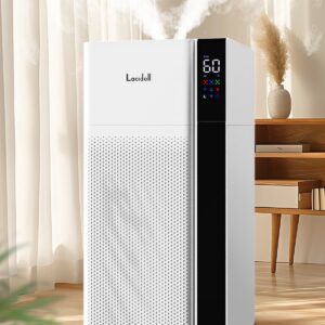 Lacidoll Warm and Cool Mist Humidifier Large Room, 5.3Gal/20L Room Humidifiers for Home, Quickly & Evenly Humidify Whole House, Top Fill, Dual Mist Nozzles and Atomizers, Baby Office Plants, White