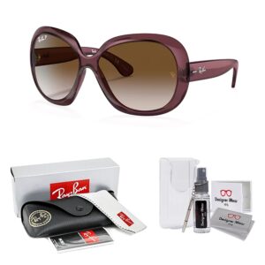 Ray-Ban Jackie ohh ii RB4098 6593T5 60MM Transparent Dark Brown/Grey Gradient Brown Polar Polarized Cateye Sunglasses for Women + BUNDLE With Deisgner iWear Complimentary Eyewear Kit