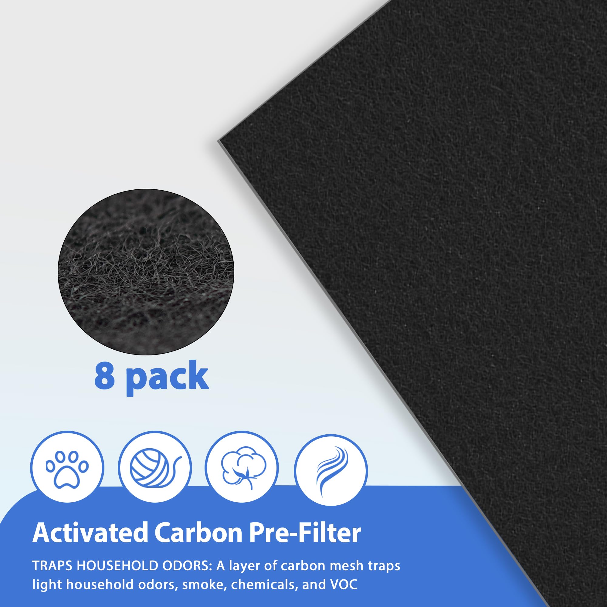 Breshair C545 Filter Replacement Compatible with Winix C545 Air Purifier, 2 True HEPA Filters S and 8 Activated Carbon Filters, Compare to Part # 1712-0096-00 & 2522-0058-00