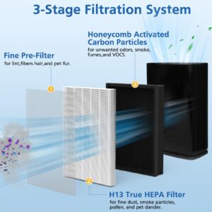 True HP-14 Replacement Filter Compatible with Puro 400 Air Purifier, 3-in-1 True HP-14 Filter Replacement, Grade True HEPA with Activated Carbon Filter, 400 Filter, 2 Pack(Not for HIMOX)