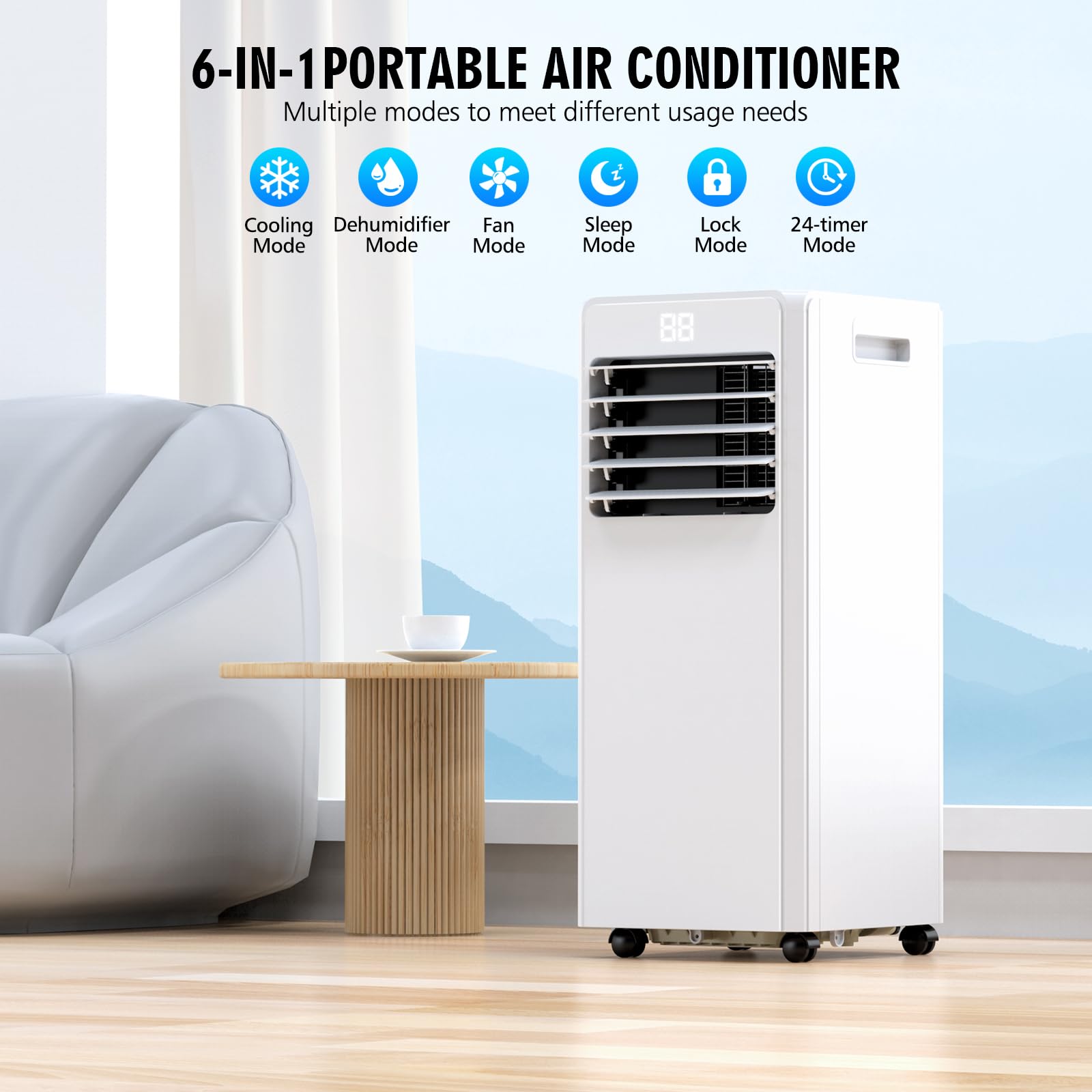 Loorow 10000 BTU Portable Air Conditioners Cool up to 400 Sq.Ft, 4-in-1 Portable ac Unit, Dehumidifier and Fan with Remote Control, 24H Timer, Sleep Mode, LED Display, Window Kit Included