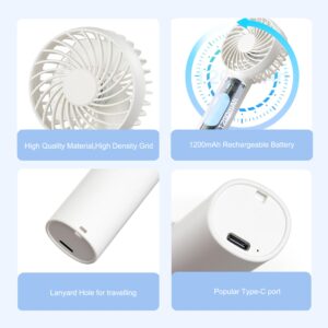 Kangheshun Mini Portable Fan,Rechargeable Travel Fan,3 Speed Small Handheld Fan,Personal Battery Operated Fan with USB C for bedroom,office,Girl,Lady