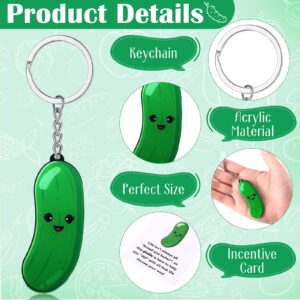 JaGely Inspirational Positive Cucumber Pickle Keychain Emotional Support Pickle Employee Appreciation Gift Bulk Cards Bags(50 Sets)