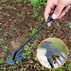 Kruggo Weed Puller Tool Garden Weed Pulling Tool, 2024 New Weeding Artifact Uprooting Weeding Tool, 4 Teeth Manganese Steel Forged Hand Weeder for Vegetable Gardening Backyard Farm