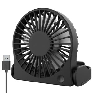 grandfast small desk fan, 3 speeds silent travel fan, portable mini desktop fan, 180° foldable table fan, usb powered cooling fan for bedroom home office outdoor trip