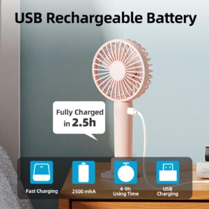 houscly Handheld Mini Fan Portable Personal: 3000mah Rechargeable Small Hand Held Cooling Fans Blow Cold Air for Men Women Kids Compat Face Makeup Fan Travel Essentials Gift Pink