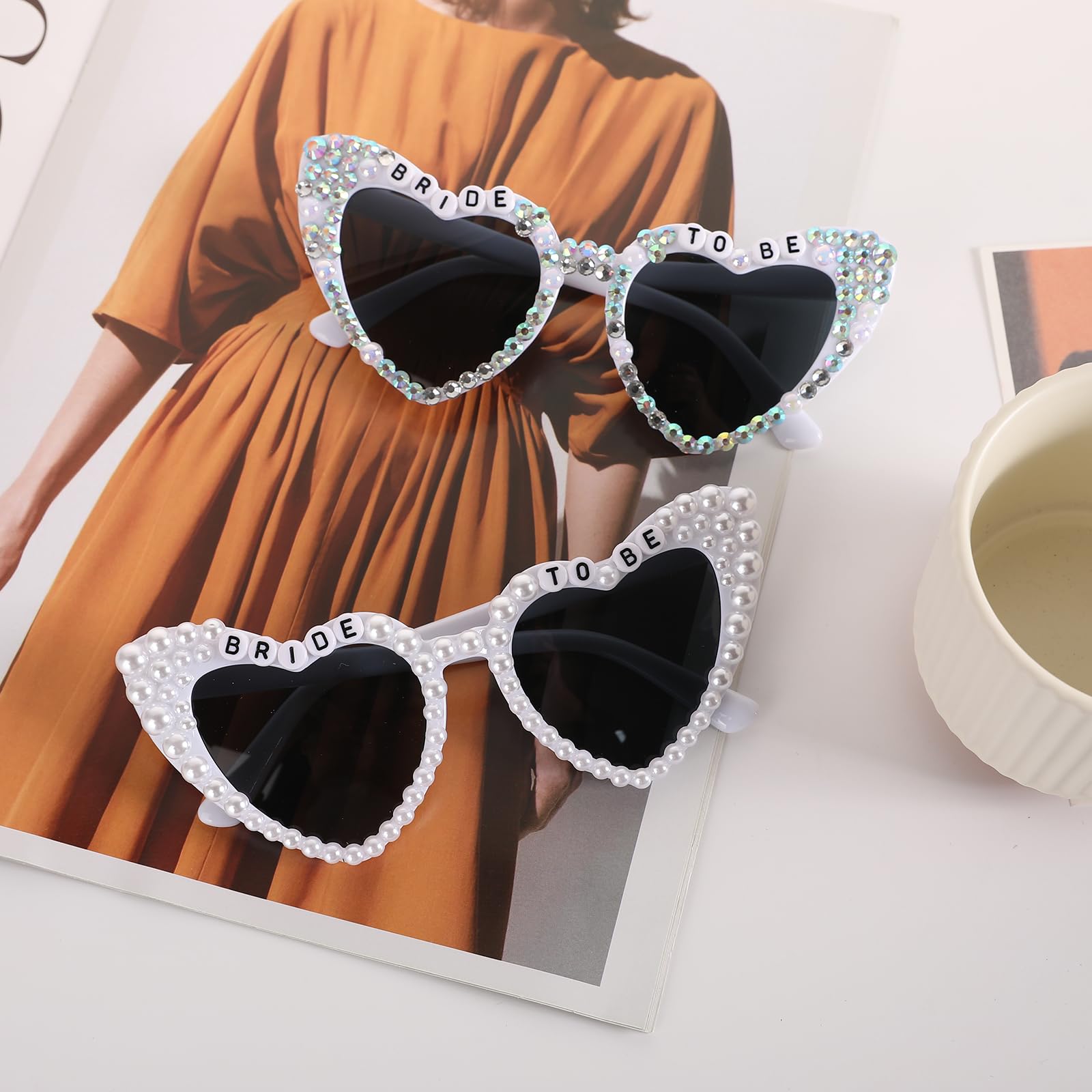 Bride Sunglasses for Bachelorette Party White Heart Sunglasses Bride to Be Gifts Accessories Party Favors