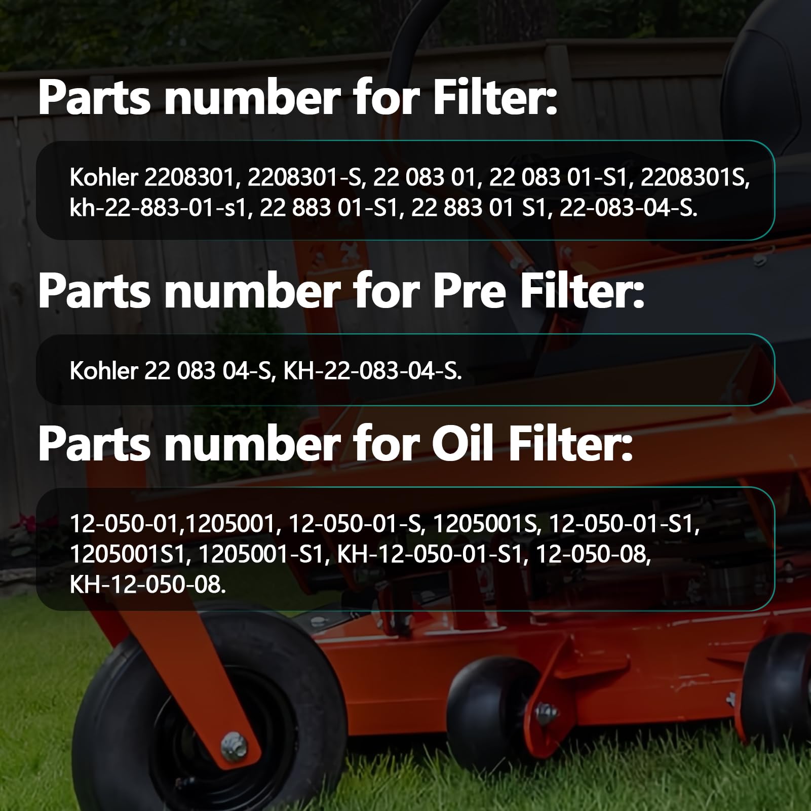 22 083 01-S 22 883 01-S1 Air Filter Compatible with Cub Cadet XT1 LT 42 Parts Kohler 5400 Series, KS530 KS540 KS590 KS595 17-19.5hp Engine, 22-083-01 2208301 Cub Cadet XT1 Enduro lt42 Oil Change Kit