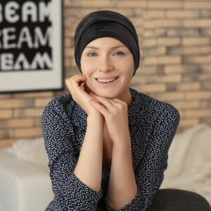 Wimnkuv 2 Pcs Pleated Head Wraps Scarf Turban, Chemo Caps for Cancer Patient, Cancer Headwear for Women