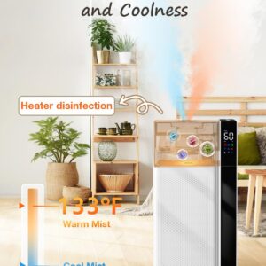 Lacidoll Warm and Cool Mist Humidifier Large Room, 5.3Gal/20L Room Humidifiers for Home, Quickly & Evenly Humidify Whole House, Top Fill, Dual Mist Nozzles and Atomizers, Baby Office Plants, White