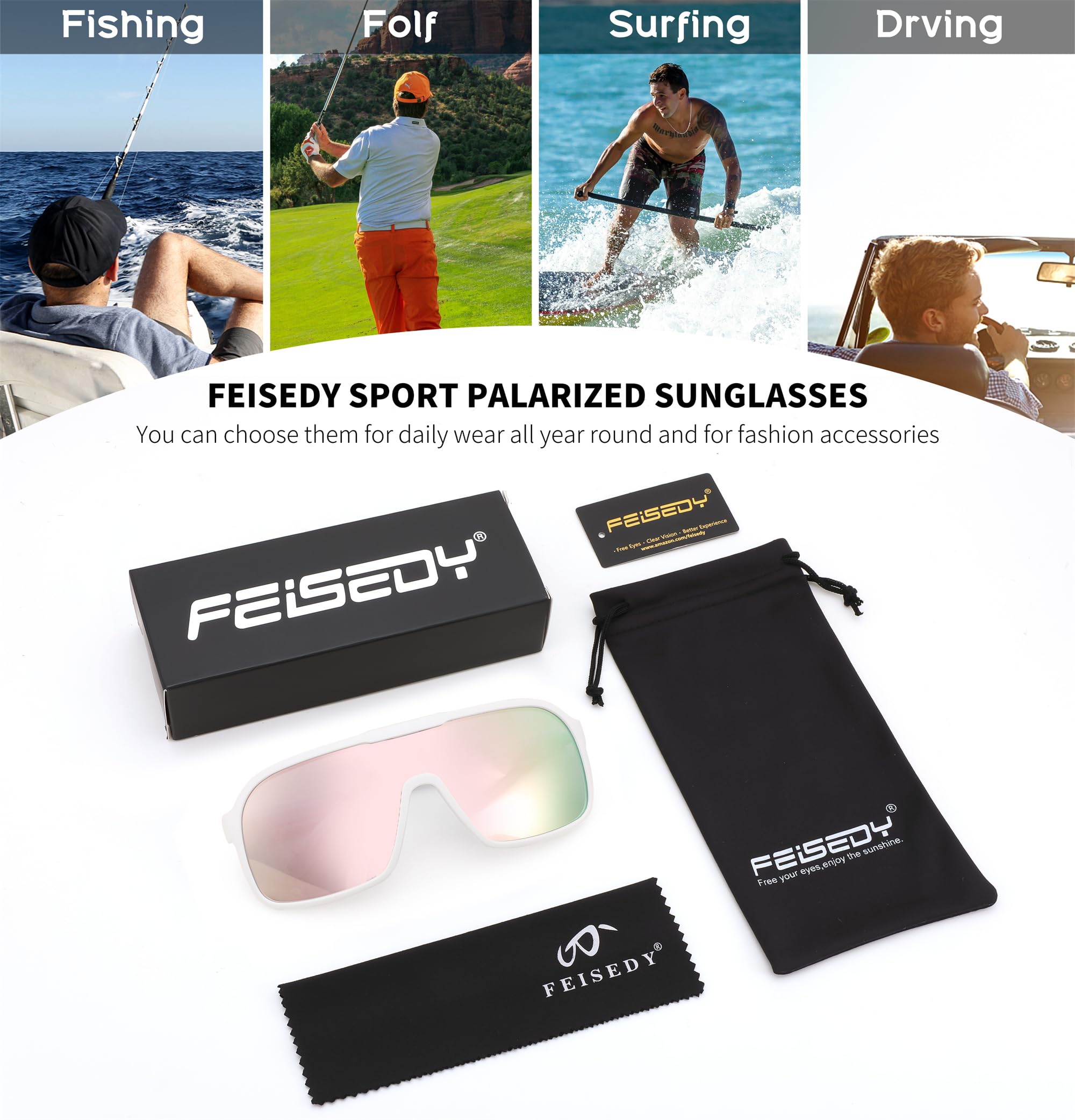 FEISEDY Fashion Polarized Sunglasses Oversized One Piece Reflective Lens Sports Sun Glasses B0122