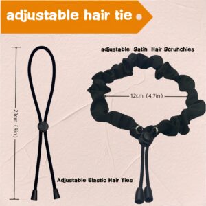 8 Pcs Adjustable Elastic Satin Hair Ties for Afro Puff,Thick Hair,Dreadlock,Natural Hair Ties for Locs,Updos Bun,Kinkz,Puff Ponytail Holders for Women Girls,Softer No Damage