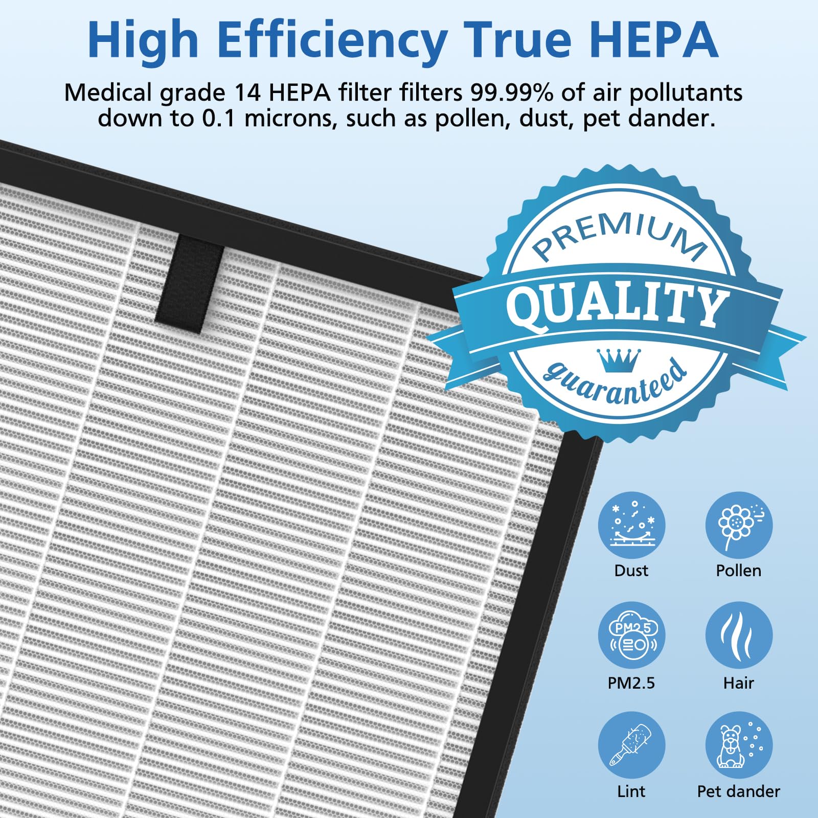 True HP-14 Replacement Filter Compatible with Puro 400 Air Purifier, 3-in-1 True HP-14 Filter Replacement, Grade True HEPA with Activated Carbon Filter, 400 Filter, 2 Pack(Not for HIMOX)