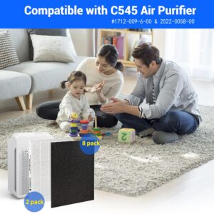 Breshair C545 Filter Replacement Compatible with Winix C545 Air Purifier, 2 True HEPA Filters S and 8 Activated Carbon Filters, Compare to Part # 1712-0096-00 & 2522-0058-00